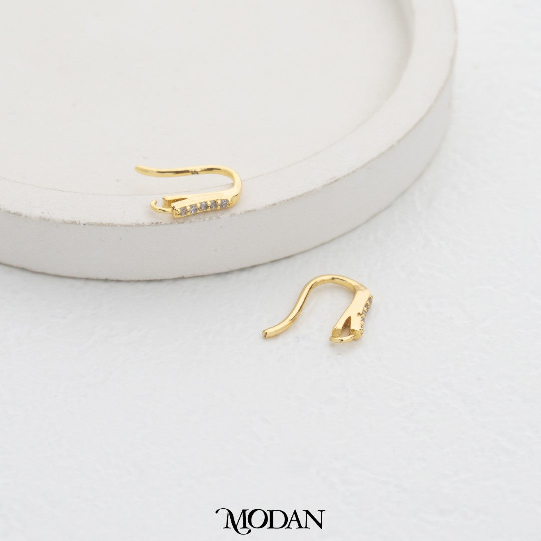 (11mm) Micro Paved Hook Earrings Findings Pengait Anting Gantung Polos Unfinished Hypoallergenic Gold Plated