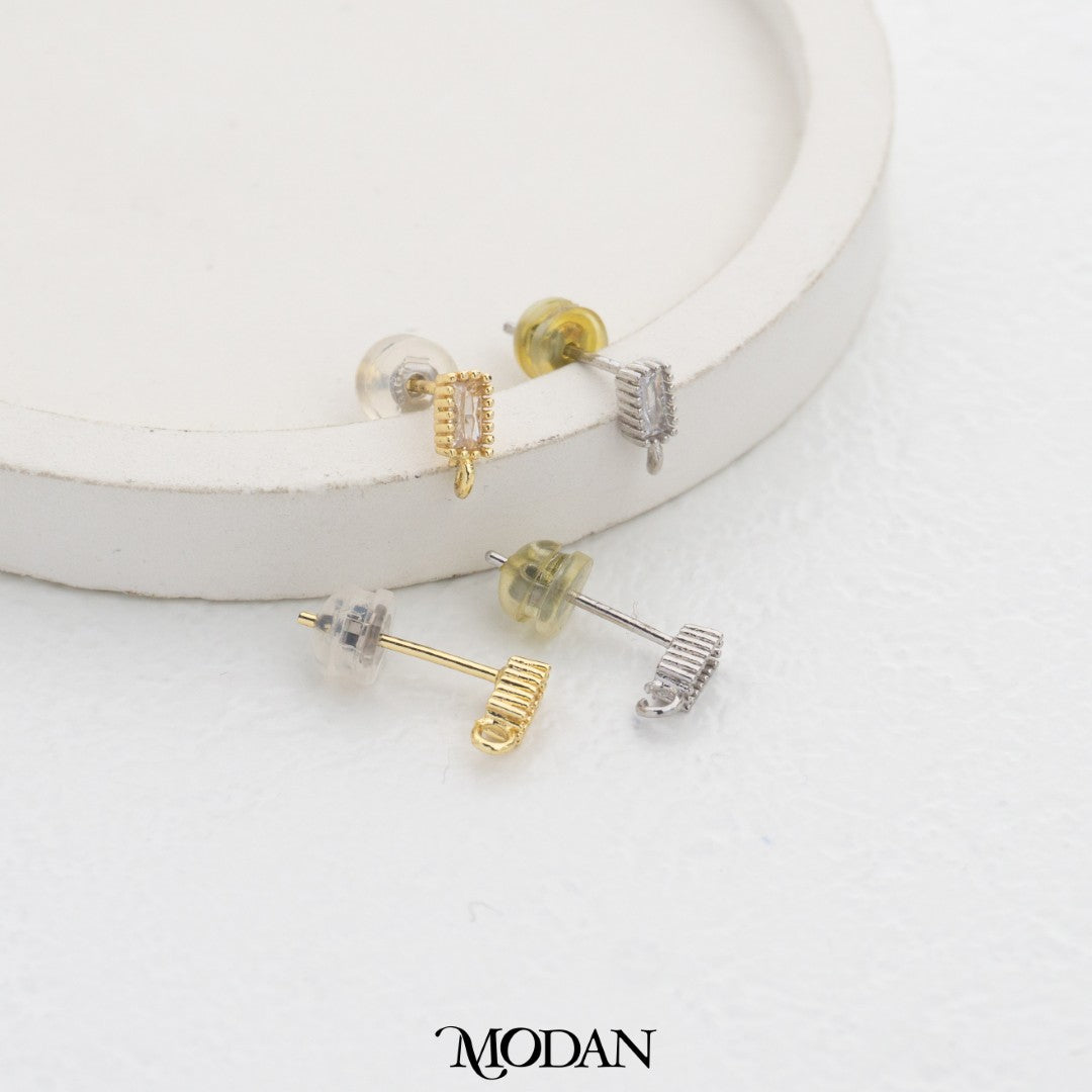(7.2mm) Bar Rectangle DIY Stud Earrings Findings Pengait Anting Tusuk Persegi Panjang Unfinished Hypoallergenic Gold Filled