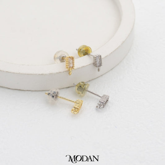 (7.2mm) Bar Rectangle DIY Stud Earrings Findings Pengait Anting Tusuk Persegi Panjang Unfinished Hypoallergenic Gold Filled