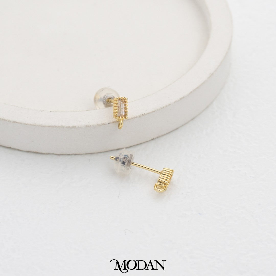(7.2mm) Bar Rectangle DIY Stud Earrings Findings Pengait Anting Tusuk Persegi Panjang Unfinished Hypoallergenic Gold Filled