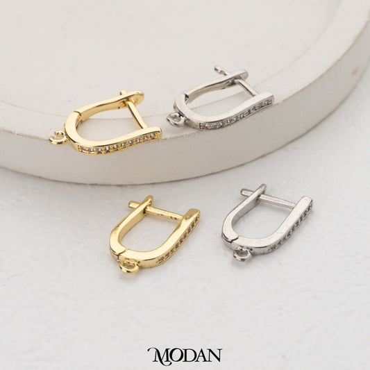 15mm Micro Paved CZ English Look Earrings DIY Earrings Findings Pengait Anting Hoop Unfinished Hypoallergenic Gold Filled