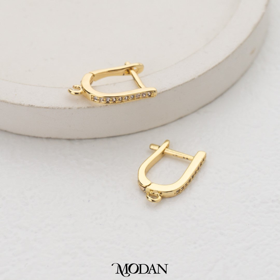 15mm Micro Paved CZ English Look Earrings DIY Earrings Findings Pengait Anting Hoop Unfinished Hypoallergenic Gold Filled