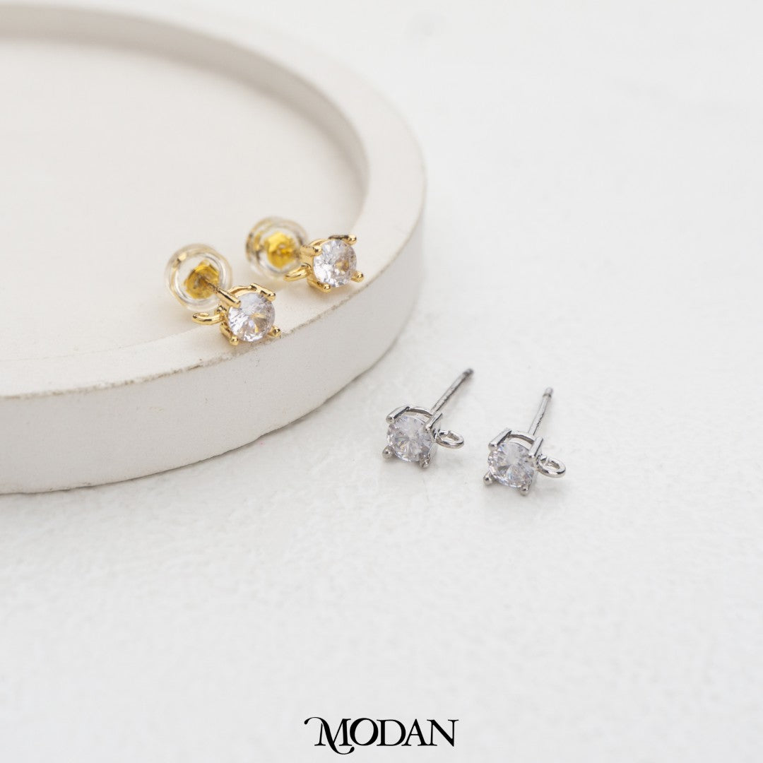 Mini Square Stud Earring DIY Earrings Findings Pengait Anting Tusuk Kotak Unfinished Hypoallergenic Gold Filled