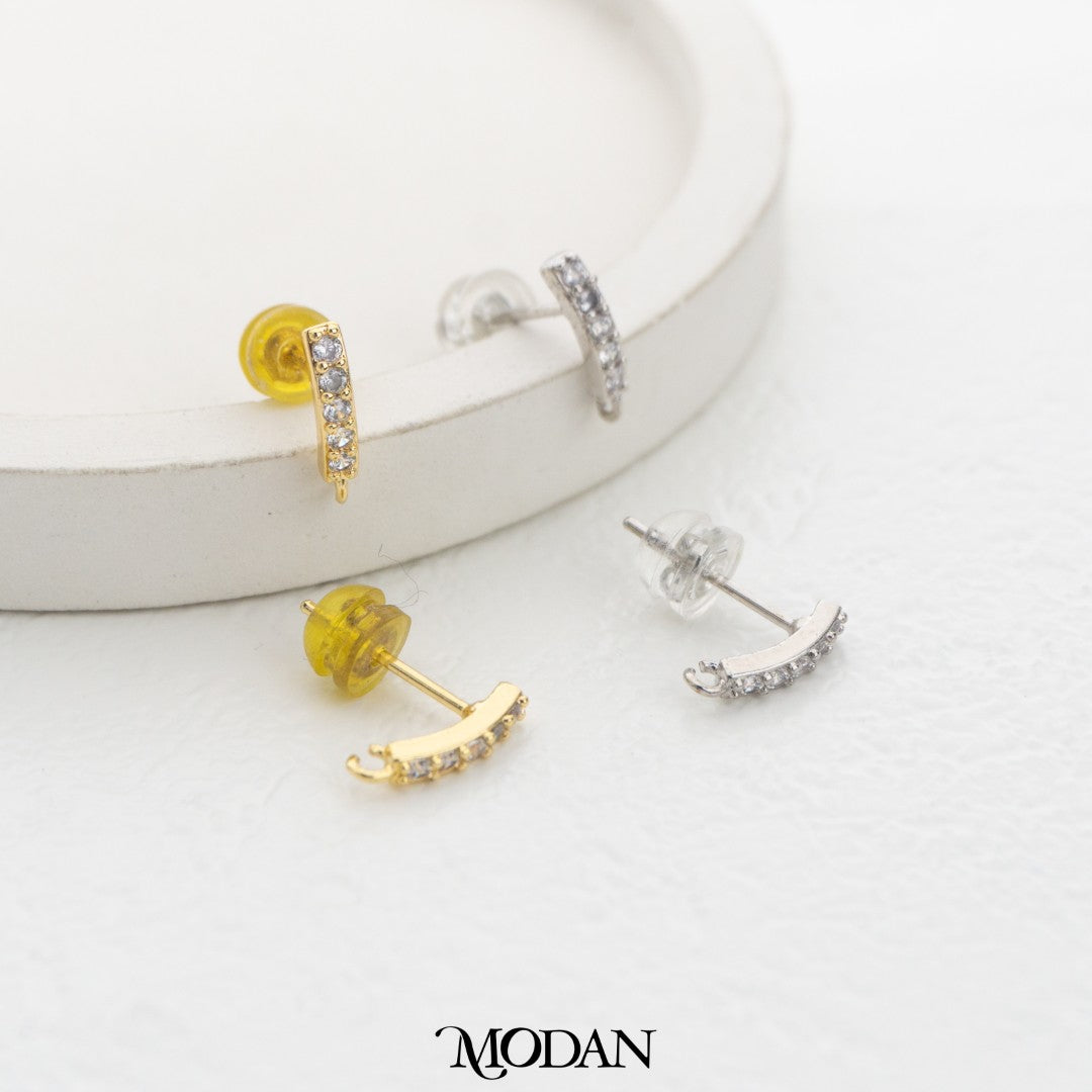 (9.7mm) Sparkling Line Stud Earring DIY Earrings Findings Pengait Anting Tusuk Garis Unfinished Hypoallergenic Gold Filled