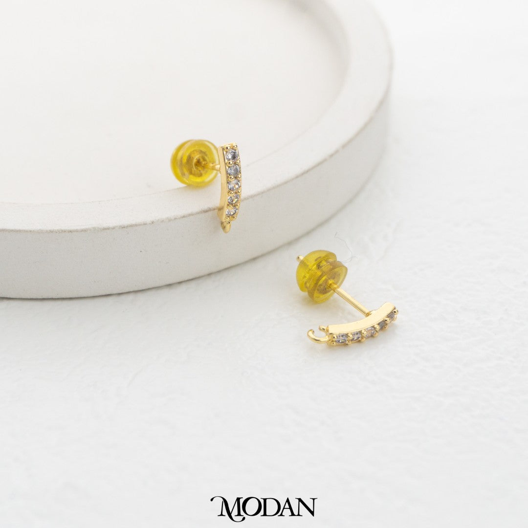 (9.7mm) Sparkling Line Stud Earring DIY Earrings Findings Pengait Anting Tusuk Garis Unfinished Hypoallergenic Gold Filled