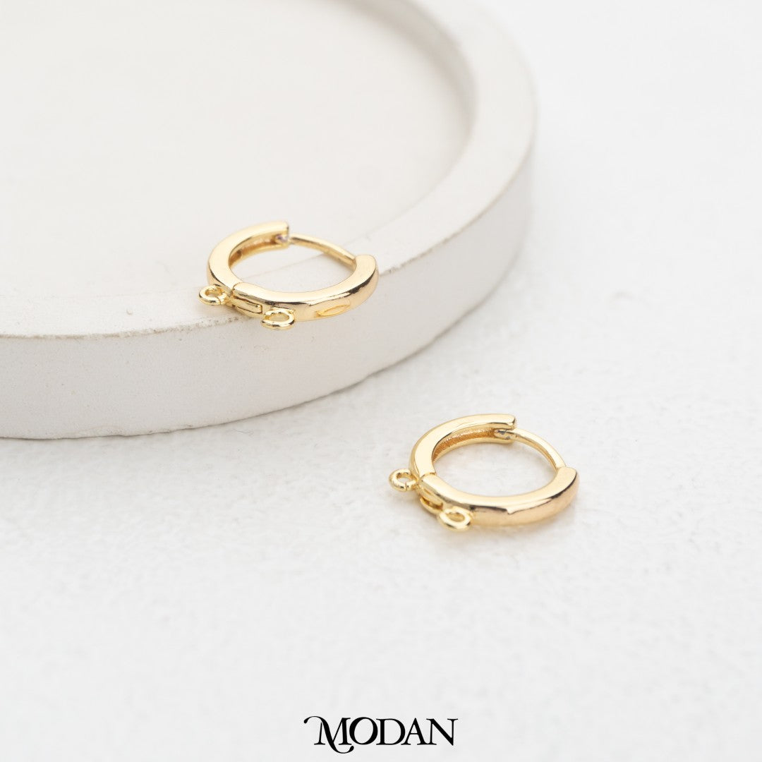 (4.2mm) Double Plain Huggie Earring DIY Earrings Findings Pengait Anting Bulat Kecil Dua Pengait Unfinished Hypoallergenic Gold Filled