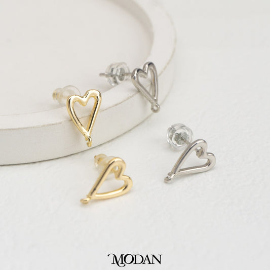 Plain Heart Stud Earring DIY Earrings Findings Pengait Anting Tusuk Bentuk Hati Polos Unfinished Hypoallergenic Gold Filled