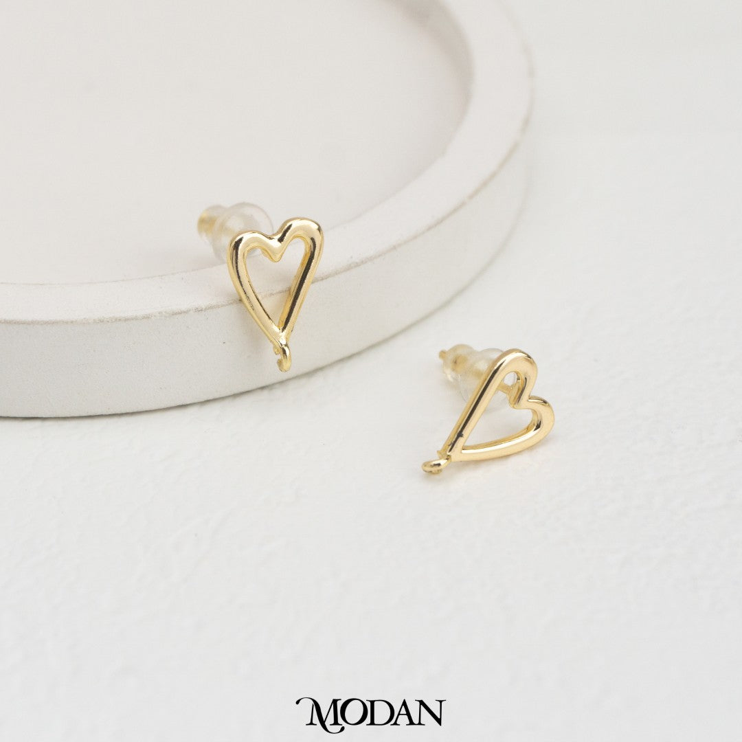 Plain Heart Stud Earring DIY Earrings Findings Pengait Anting Tusuk Bentuk Hati Polos Unfinished Hypoallergenic Gold Filled
