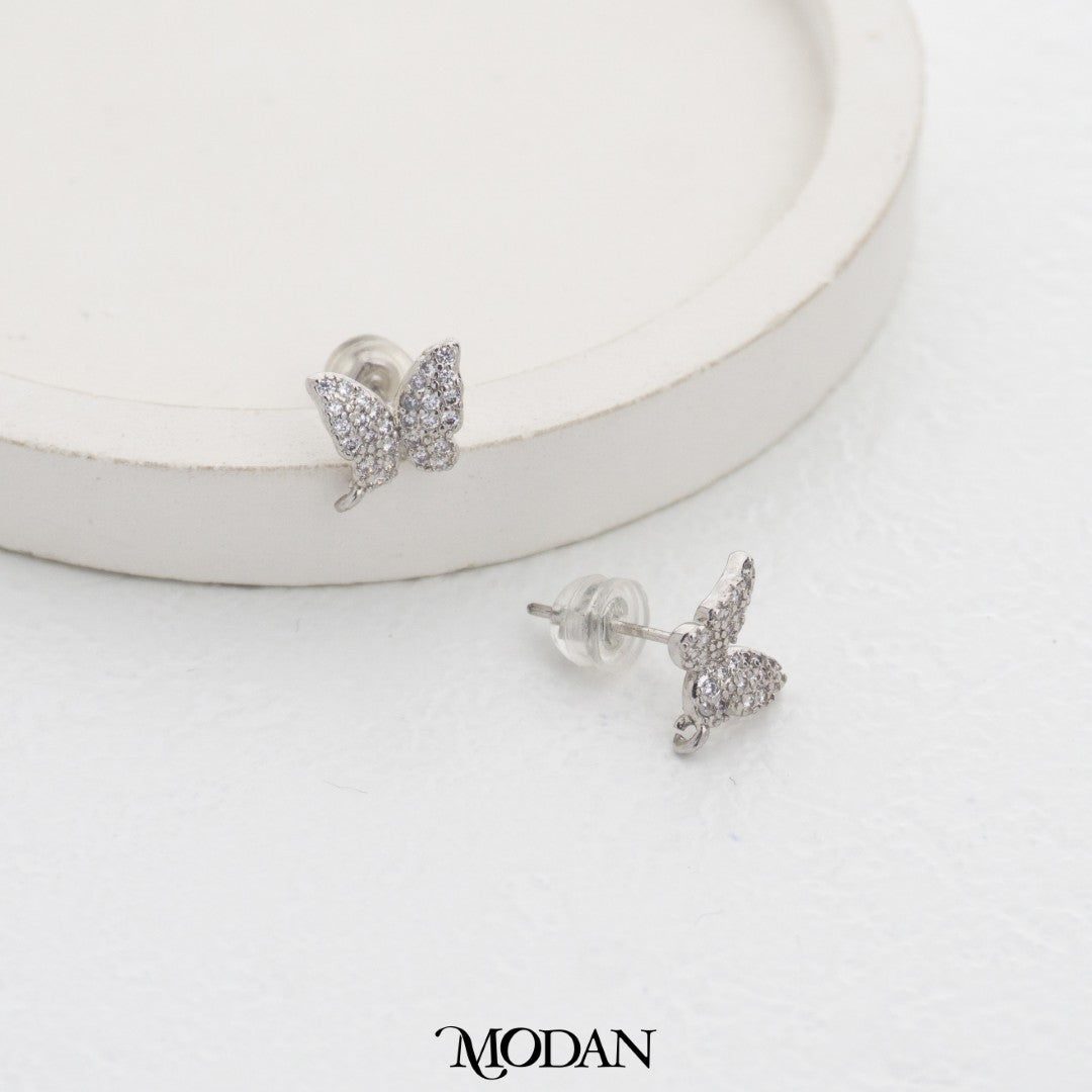 Micro Paved Butterfly Stud Earring DIY Earrings Findings Pengait Anting Tusuk Kupu - Kupu Unfinished Hypoallergenic Gold Filled
