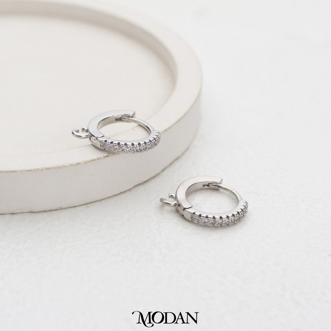 (14.7mm) Micro Paved  Zirconia Hoops Earring DIY Earrings Findings Pengait Anting Bulat Mata Pasir Unfinished Hypoallergenic Gold Filled