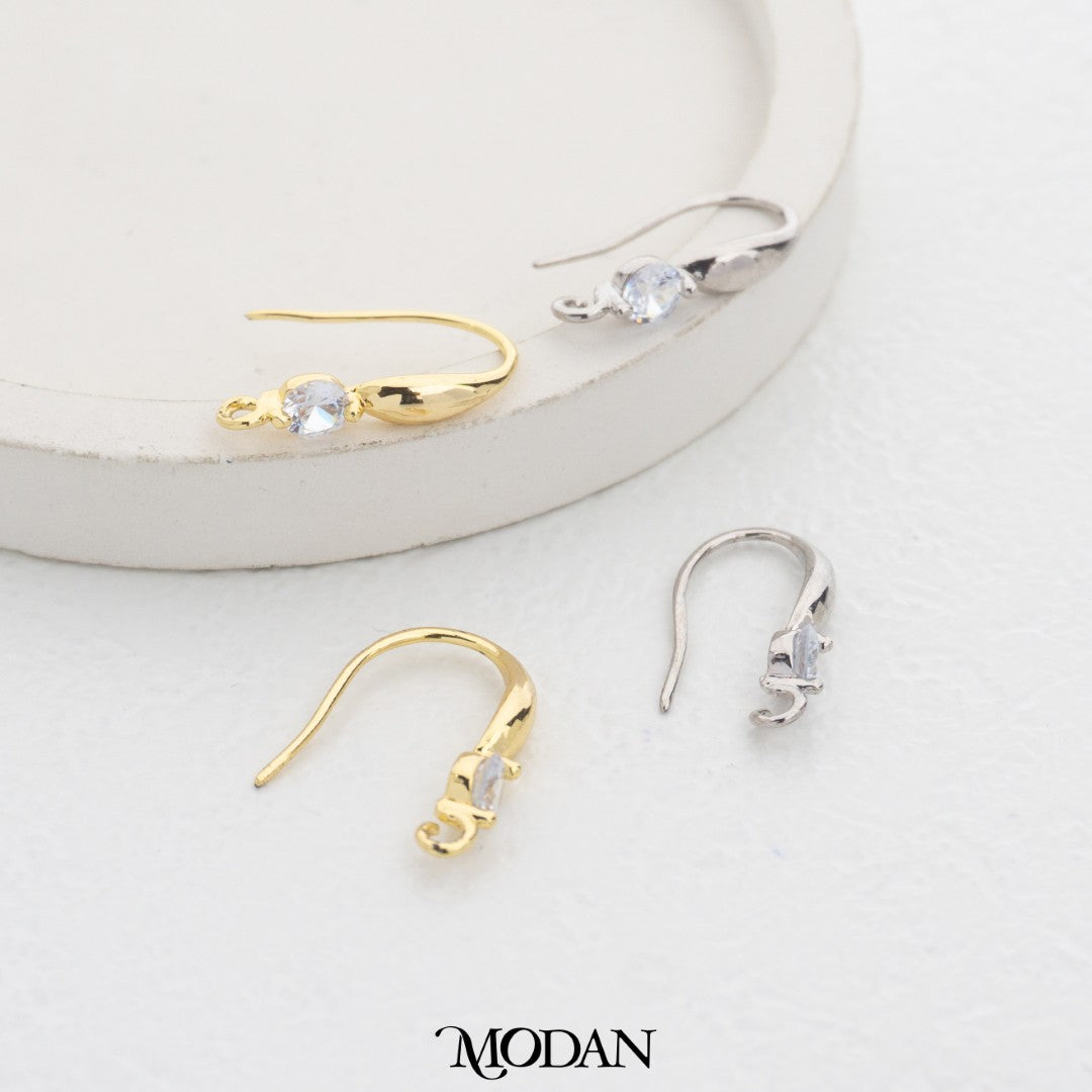 Chubby Solitaire Hook Earrings DIY Earrings Findings Pengait Anting Gantung Unfinished Hypoallergenic Gold Filled