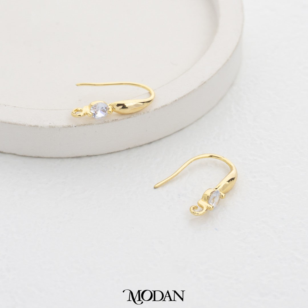 Chubby Solitaire Hook Earrings DIY Earrings Findings Pengait Anting Gantung Unfinished Hypoallergenic Gold Filled