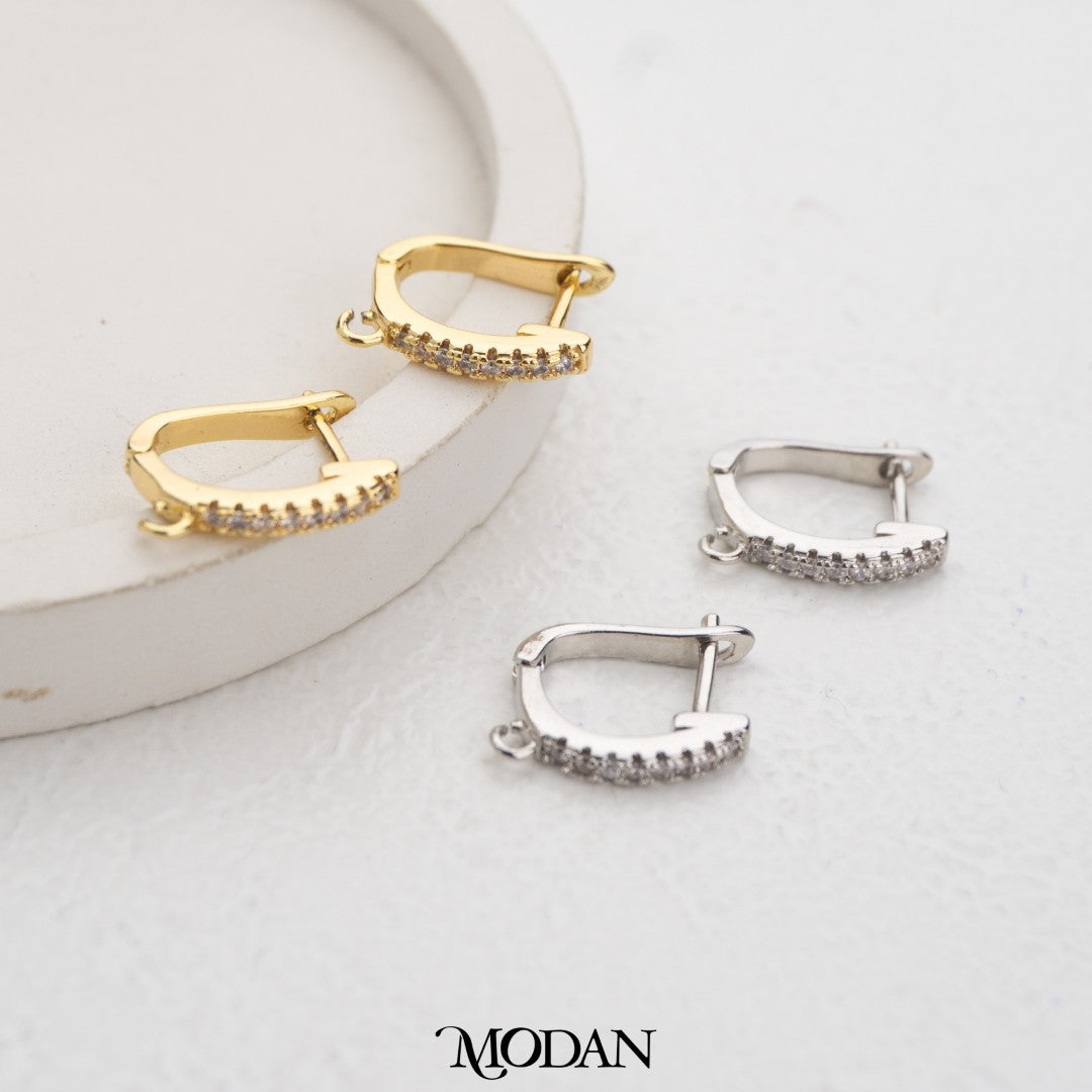 (14.2mm) Sparkling Oval English Lock Earrings DIY Earrings Findings Pengait Anting Oval Unfinished Hypoallergenic Gold Filled