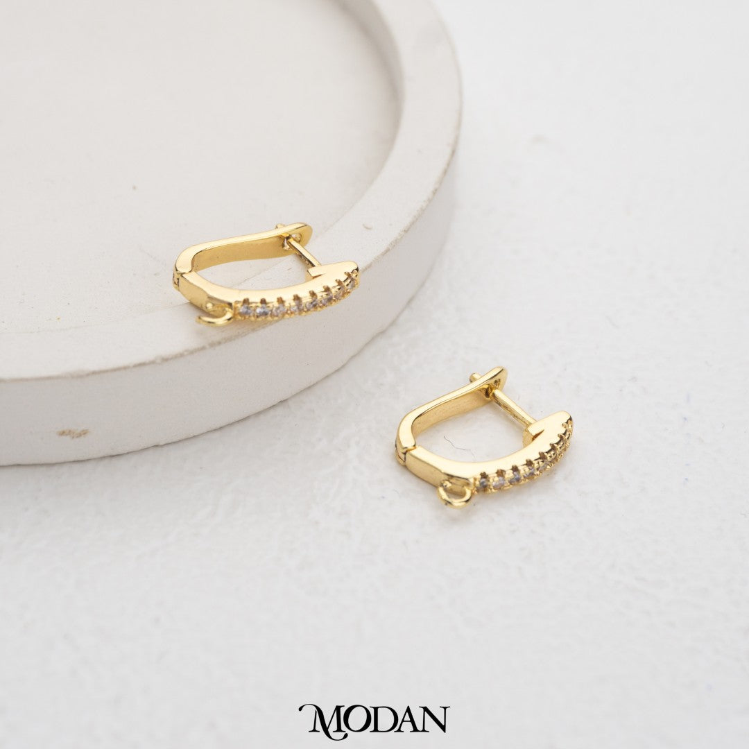 (14.2mm) Sparkling Oval English Lock Earrings DIY Earrings Findings Pengait Anting Oval Unfinished Hypoallergenic Gold Filled