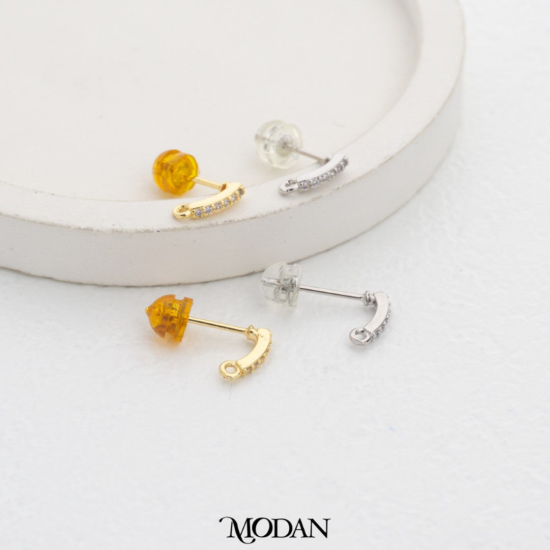 (1.7mm) Mini Sparkling Line Stud Earring DIY Earrings Findings Pengait Anting Tusuk Garis Unfinished Hypoallergenic Gold Filled
