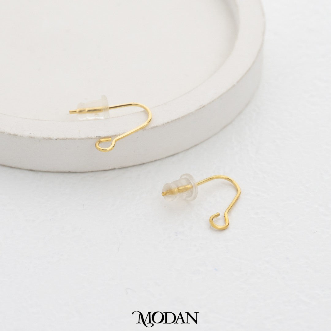 (13.7mm) Plain Hook Earrings Findings Pengait Anting Gantung Polos Unfinished Hypoallergenic Gold Plated