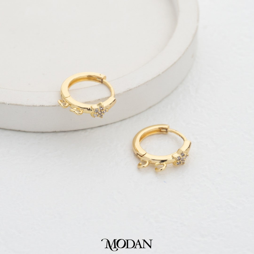 Plain Celestial Star Hoop Earrings DIY Earrings Findings Pengait Anting Hoop Bintang Unfinished Hypoallergenic Gold Filled