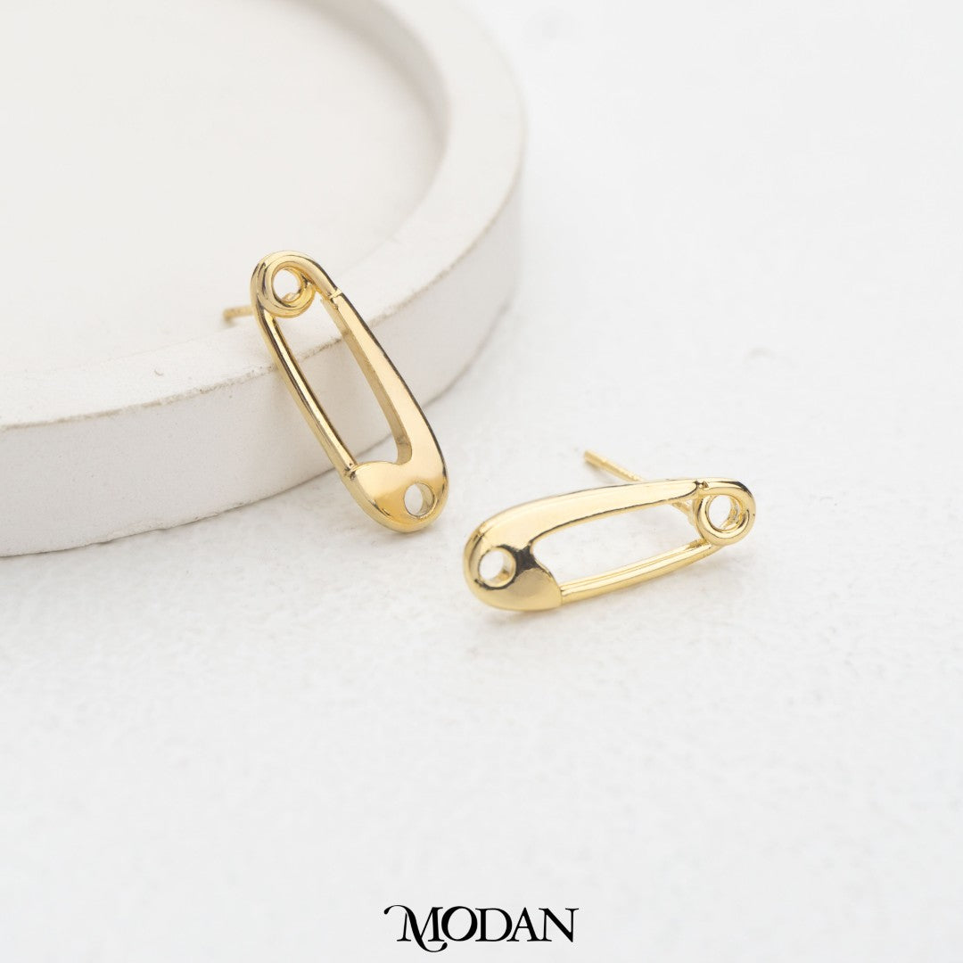 Safety Pin Stud Earrings DIY Earrings Findings Pengait Anting Tusuk Peniti Hypoallergenic Gold Plated