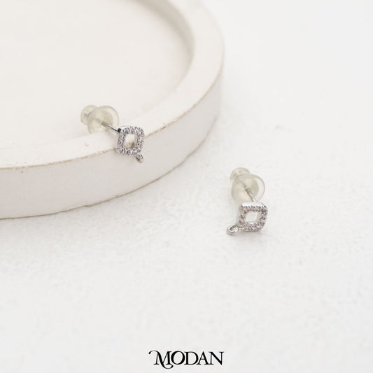 Silver Rhombus Stud Earrings Earrings DIY Earrings Findings Pengait Anting Tusuk Belah Ketupat Hypoallergenic Gold Plated