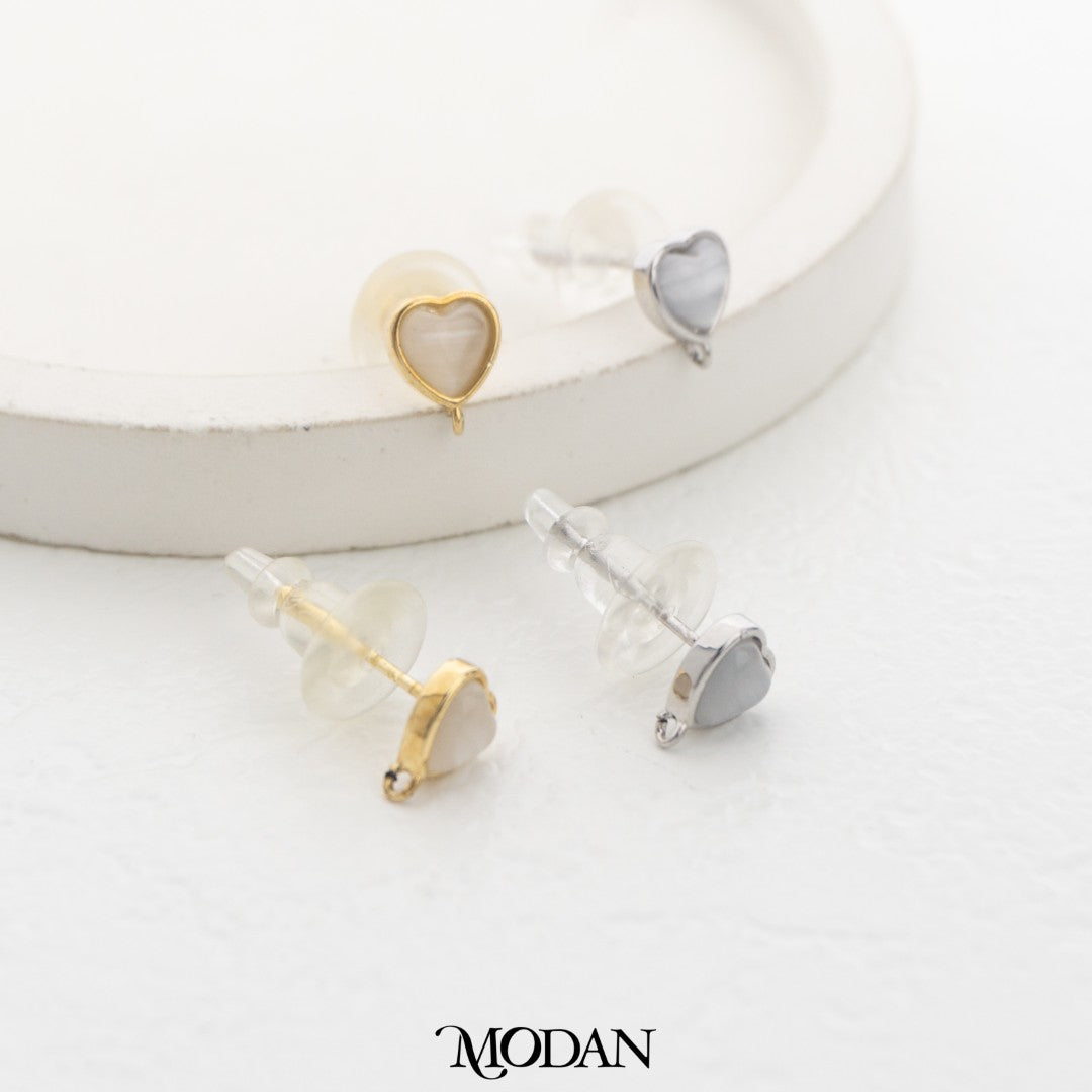 Mini Heart Shell Pearl Stud Earring DIY Earrings Findings Pengait Anting Tusuk Bentuk Hati Kecil Unfinished Hypoallergenic Gold Filled