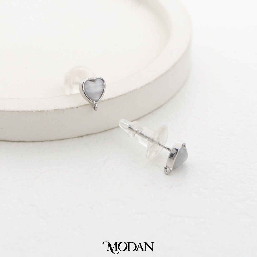 Mini Heart Shell Pearl Stud Earring DIY Earrings Findings Pengait Anting Tusuk Bentuk Hati Kecil Unfinished Hypoallergenic Gold Filled