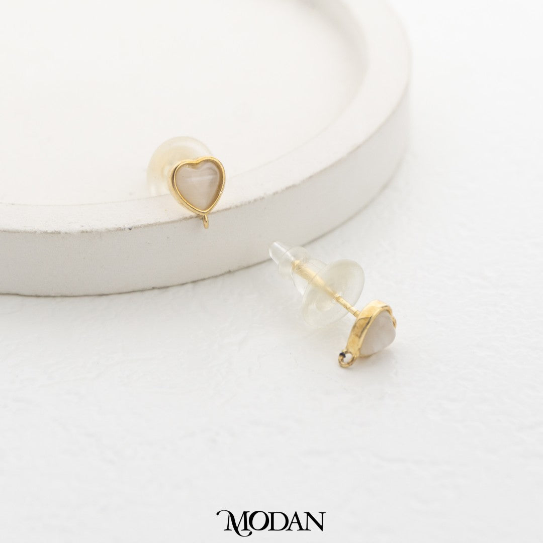 Mini Heart Shell Pearl Stud Earring DIY Earrings Findings Pengait Anting Tusuk Bentuk Hati Kecil Unfinished Hypoallergenic Gold Filled