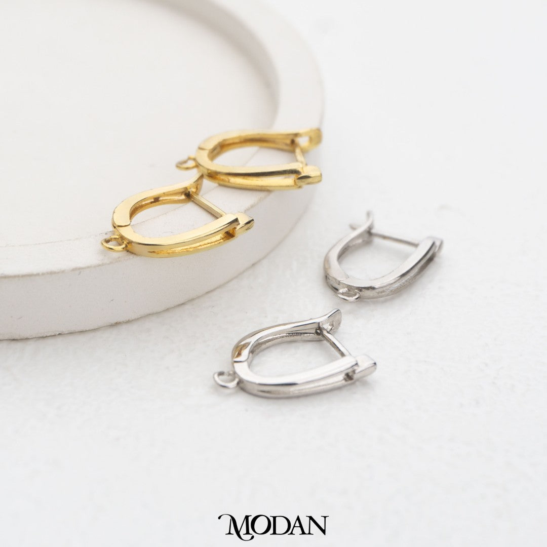 Double Line English Lock Earrings DIY Earrings Findings Pengait Anting Garis Ganda Unfinished Hypoallergenic Gold Plated