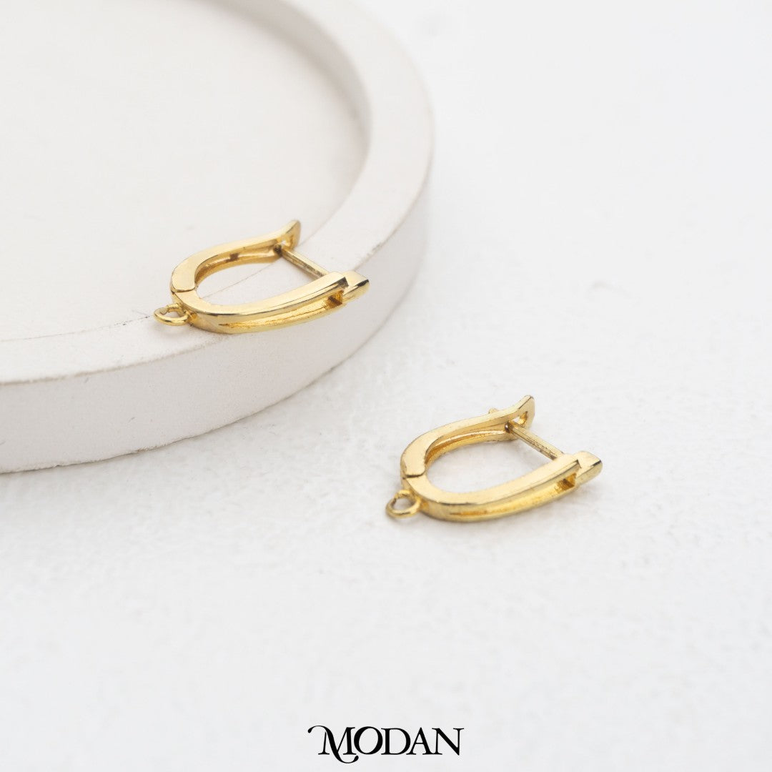 Double Line English Lock Earrings DIY Earrings Findings Pengait Anting Garis Ganda Unfinished Hypoallergenic Gold Plated