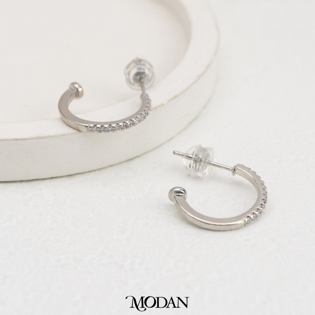 (16mm) Sparkling Micro Paved C-Hoops Earring DIY Earrings Findings Pengait Anting Tusuk C Unfinished Hypoallergenic Gold Filled