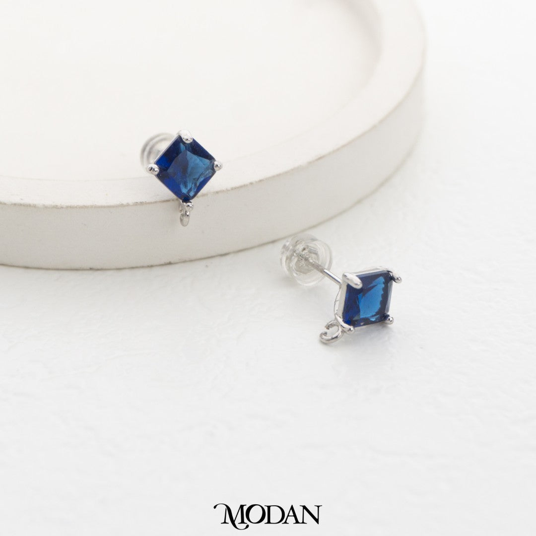 Rhombus Birthstone Stud Earring DIY Earrings Findings Pengait Anting Belah Ketupat Warna - Warni Unfinished Hypoallergenic Gold Filled