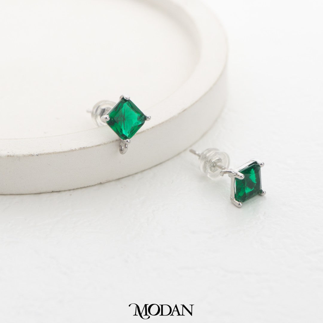 Rhombus Birthstone Stud Earring DIY Earrings Findings Pengait Anting Belah Ketupat Warna - Warni Unfinished Hypoallergenic Gold Filled