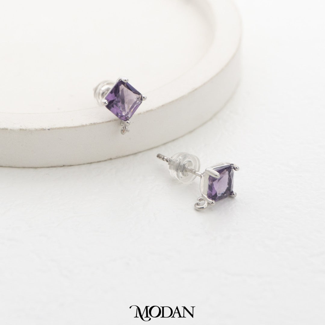 Rhombus Birthstone Stud Earring DIY Earrings Findings Pengait Anting Belah Ketupat Warna - Warni Unfinished Hypoallergenic Gold Filled