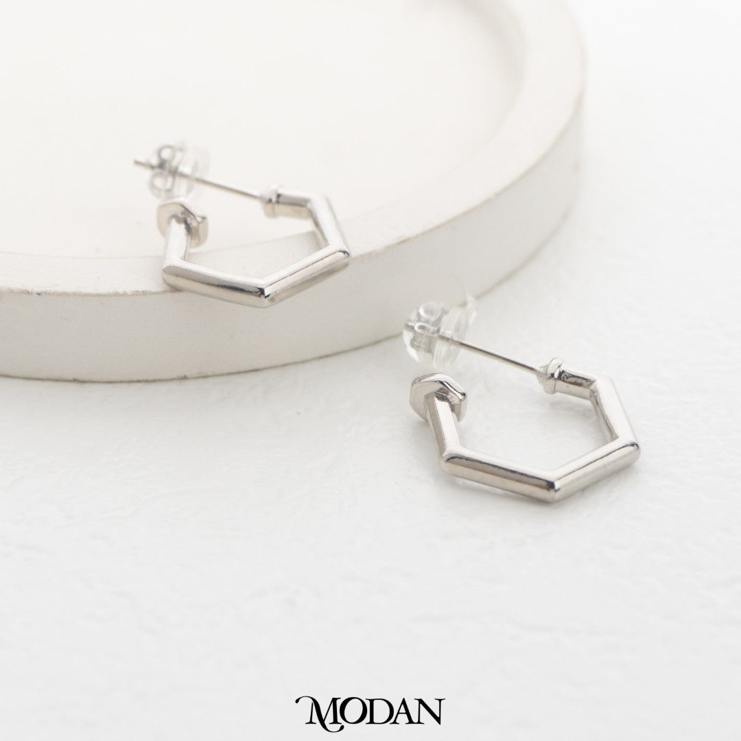 Hexagon Geometric C-Hoops Earrings DIY Earrings Findings Pengait Anting Tusuk C Unfinished Hypoallergenic Gold Filled