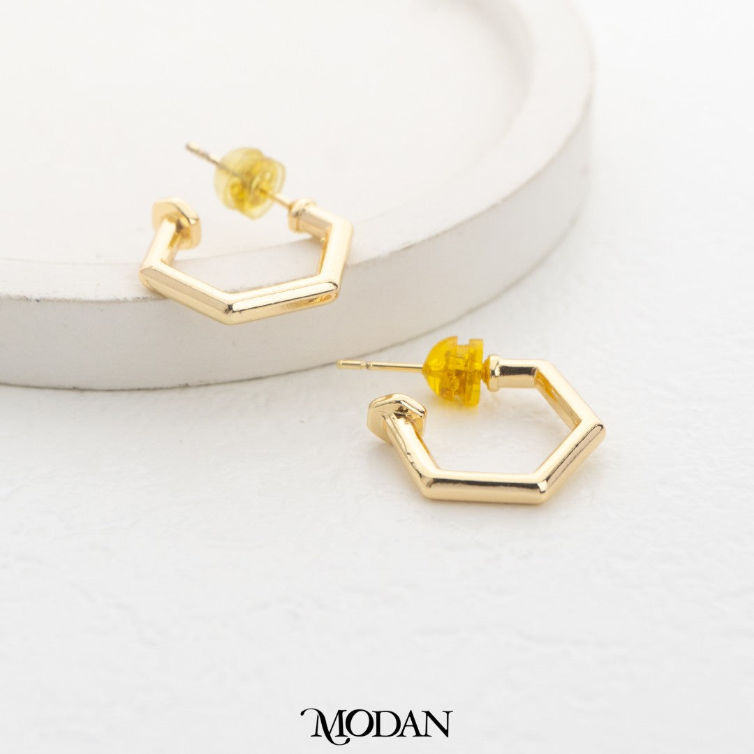 Hexagon Geometric C-Hoops Earrings DIY Earrings Findings Pengait Anting Tusuk C Unfinished Hypoallergenic Gold Filled
