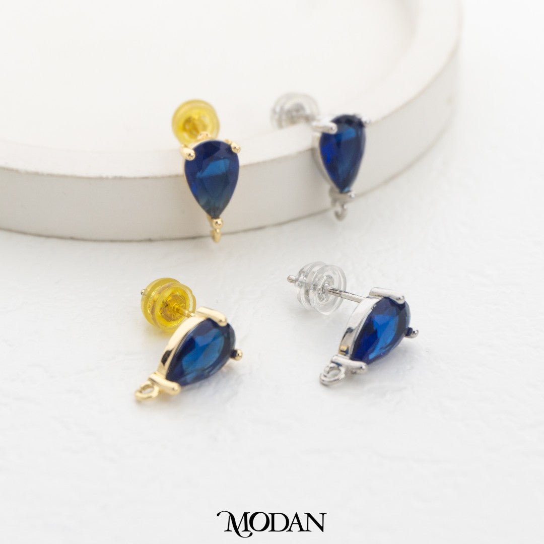 Colorful Teardrop Stud Earring DIY Earrings Findings Pengait Anting Tusuk Tetes Air Warna-Warni Unfinished Hypoallergenic Gold Filled