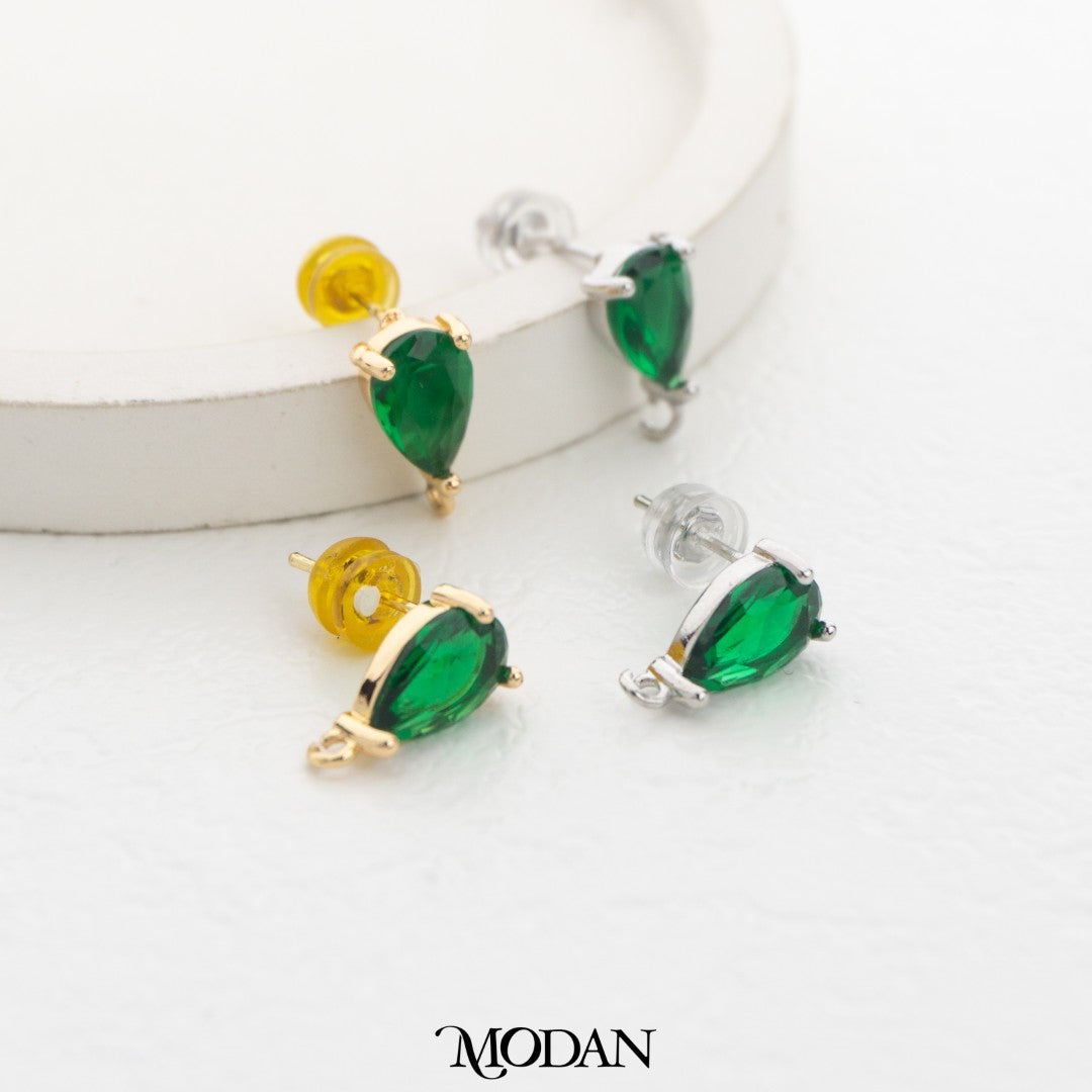 Colorful Teardrop Stud Earring DIY Earrings Findings Pengait Anting Tusuk Tetes Air Warna-Warni Unfinished Hypoallergenic Gold Filled
