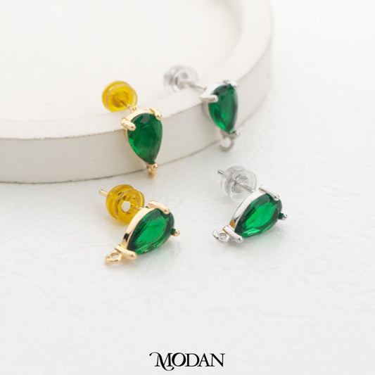 Colorful Teardrop Stud Earring DIY Earrings Findings Pengait Anting Tusuk Tetes Air Warna-Warni Unfinished Hypoallergenic Gold Filled