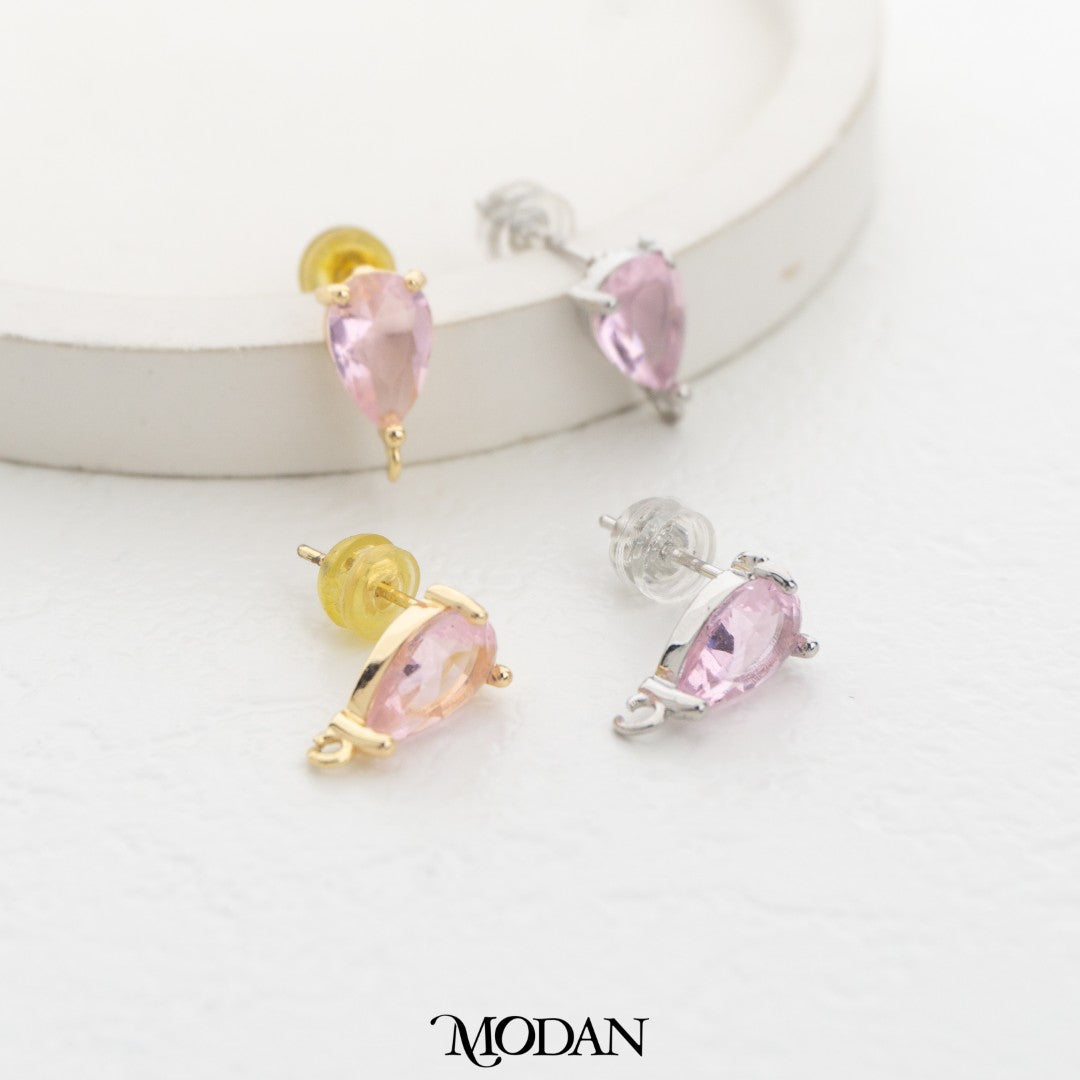 Colorful Teardrop Stud Earring DIY Earrings Findings Pengait Anting Tusuk Tetes Air Warna-Warni Unfinished Hypoallergenic Gold Filled