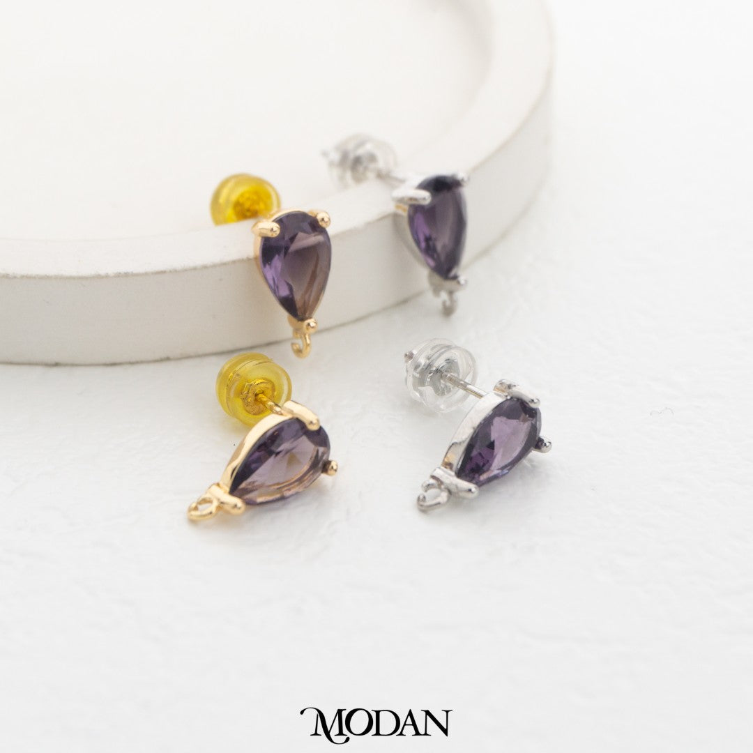 Colorful Teardrop Stud Earring DIY Earrings Findings Pengait Anting Tusuk Tetes Air Warna-Warni Unfinished Hypoallergenic Gold Filled