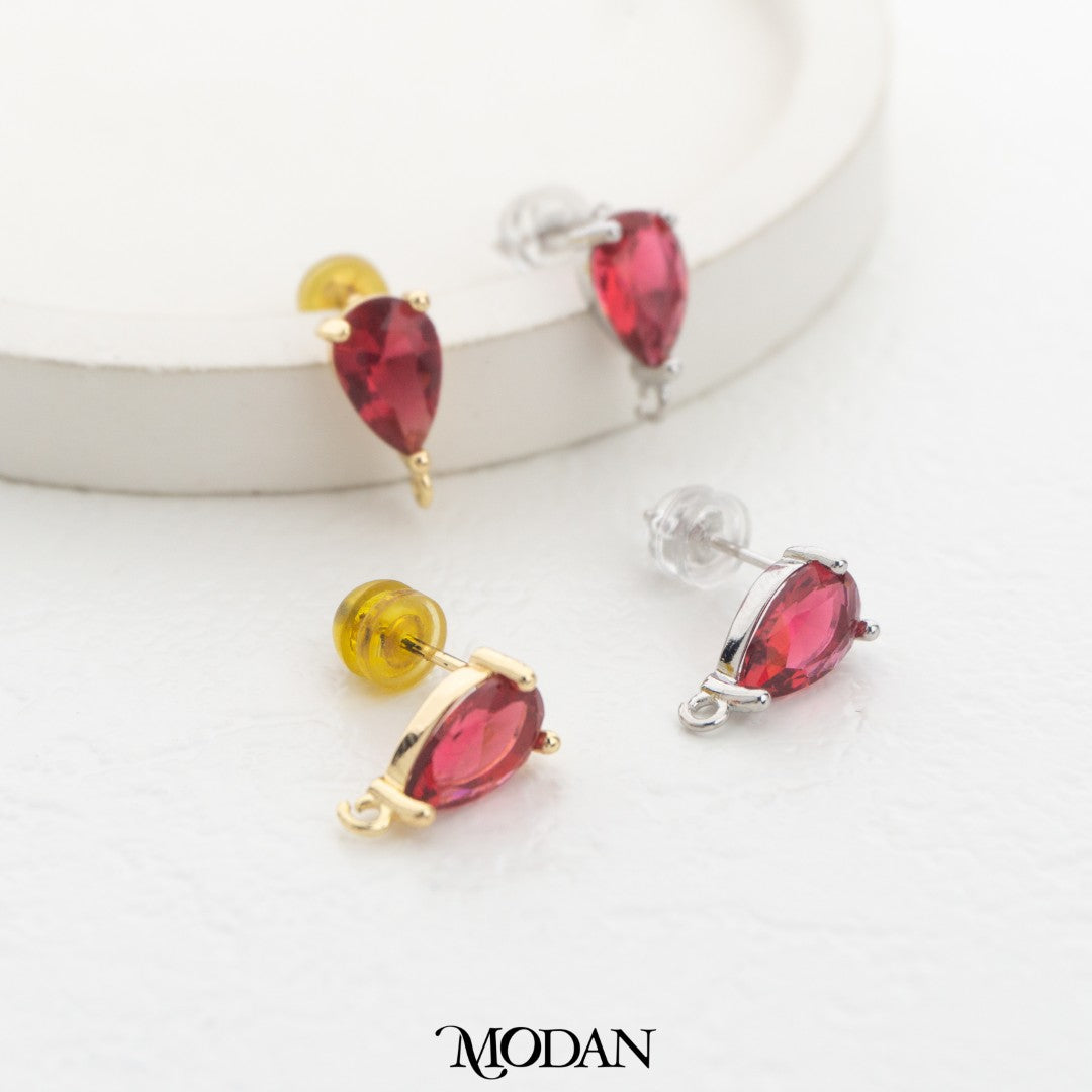 Colorful Teardrop Stud Earring DIY Earrings Findings Pengait Anting Tusuk Tetes Air Warna-Warni Unfinished Hypoallergenic Gold Filled