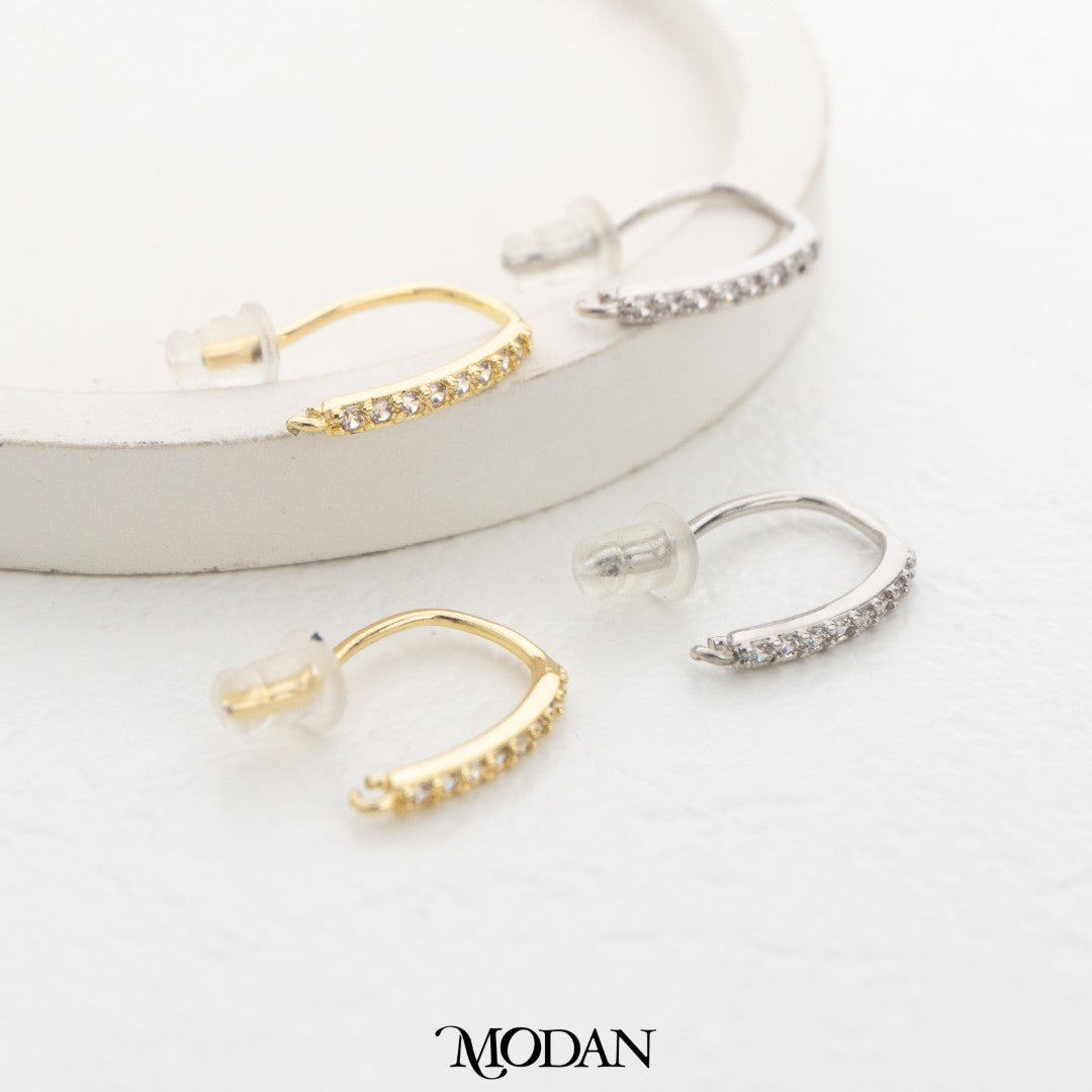 Micro Paved Drop Hook DIY Earrings Findings Pengait Anting Gantung Unfinished Hypoallergenic Gold Plated