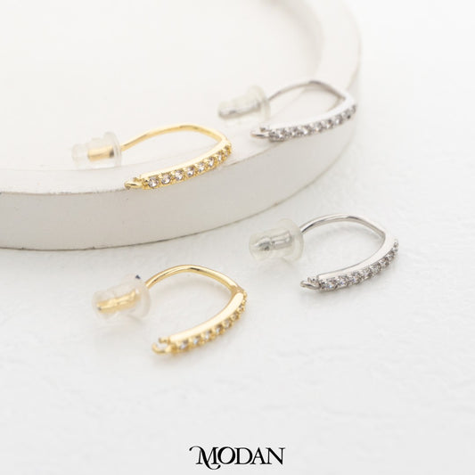 Micro Paved Drop Hook DIY Earrings Findings Pengait Anting Gantung Unfinished Hypoallergenic Gold Plated