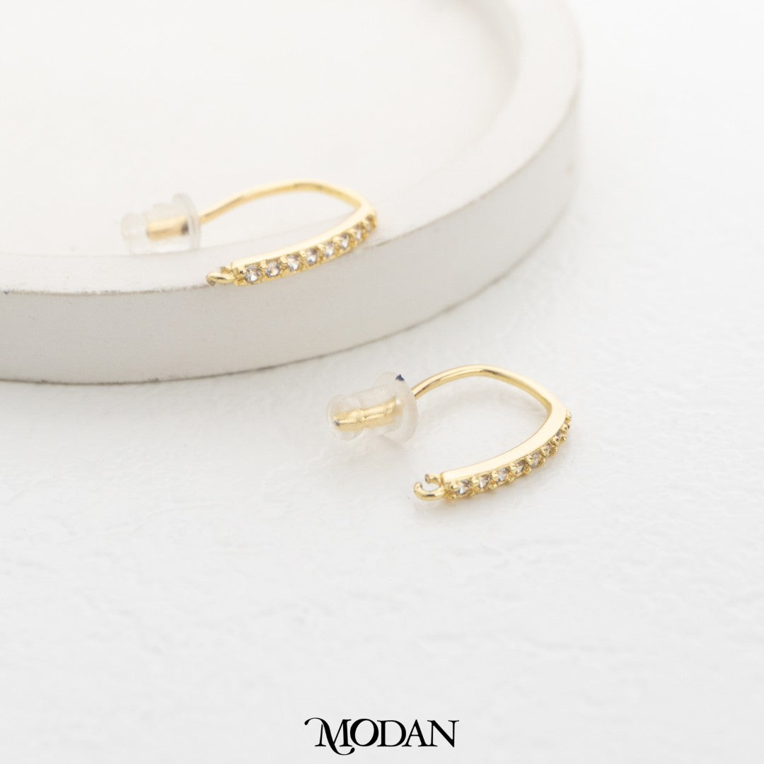 Micro Paved Drop Hook DIY Earrings Findings Pengait Anting Gantung Unfinished Hypoallergenic Gold Plated