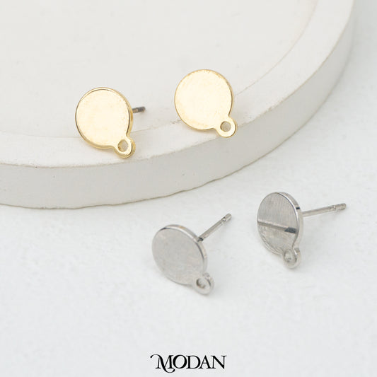 Simple Mini Round Stud Earrings DIY Earrings Findings Pengait Anting Tusuk Hypoallergenic Gold Plated
