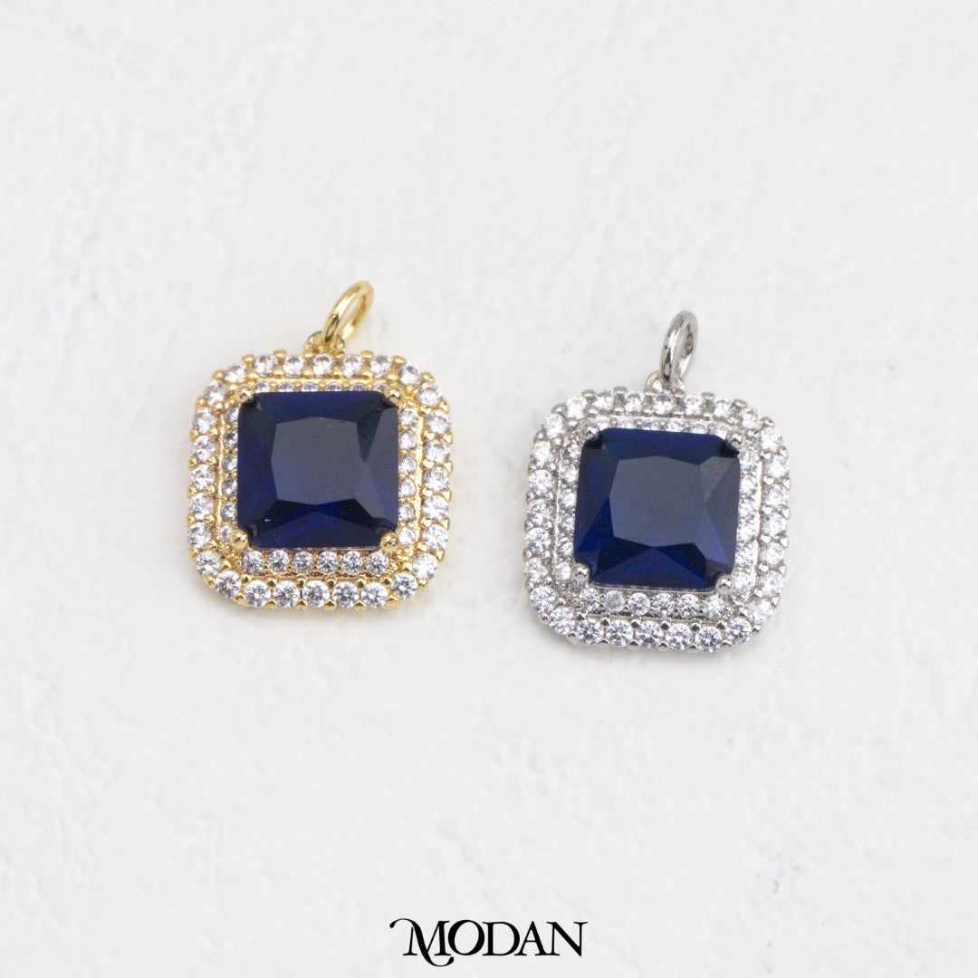 Sparkling Colorful Princess Micro Paved Square DIY Charm Liontin Kotak Pesta Warna-Warni Hypoallergenic Gold Filled