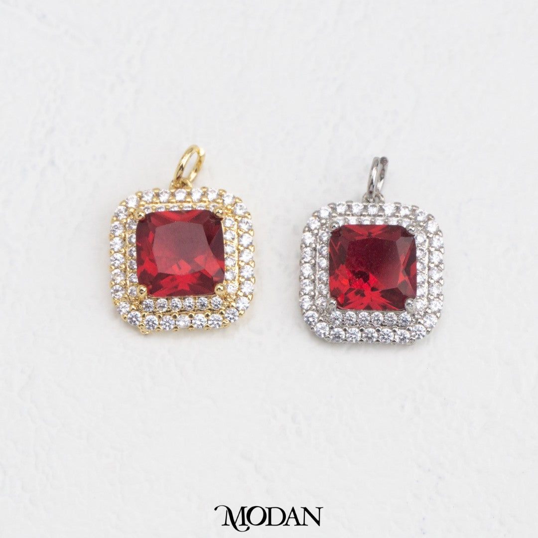 Sparkling Colorful Princess Micro Paved Square DIY Charm Liontin Kotak Pesta Warna-Warni Hypoallergenic Gold Filled