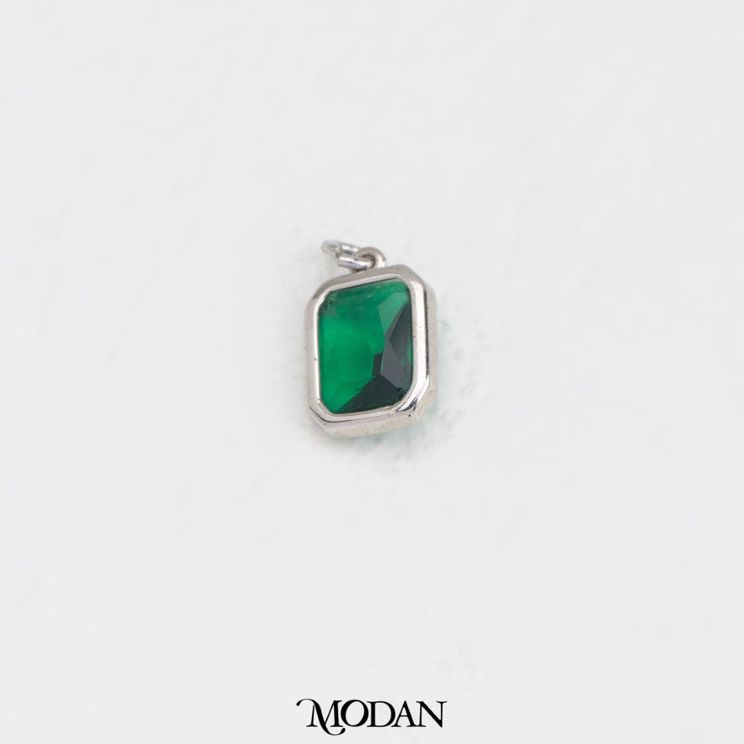 Sparkling Red And Green Square Charm Liontin Kotak Merah Dan Hijau Hypoallergenic Gold Filled