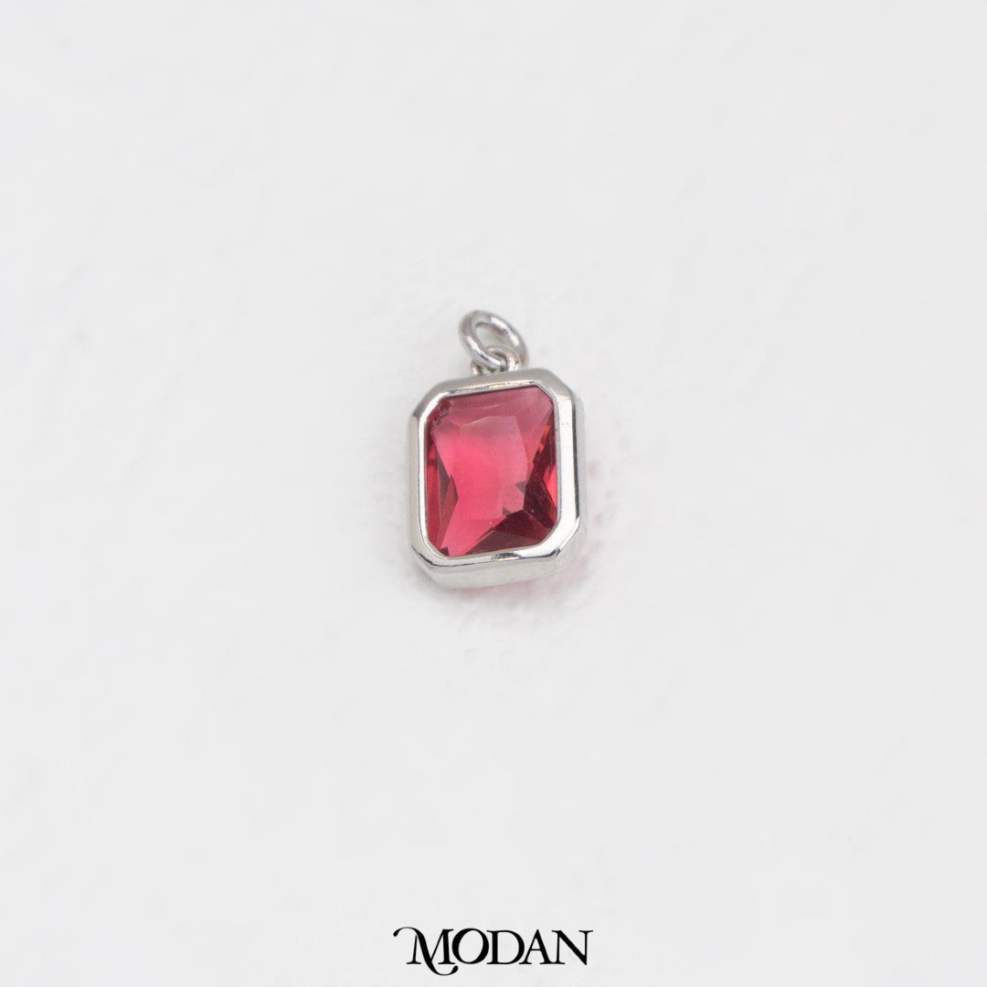 Sparkling Red And Green Square Charm Liontin Kotak Merah Dan Hijau Hypoallergenic Gold Filled