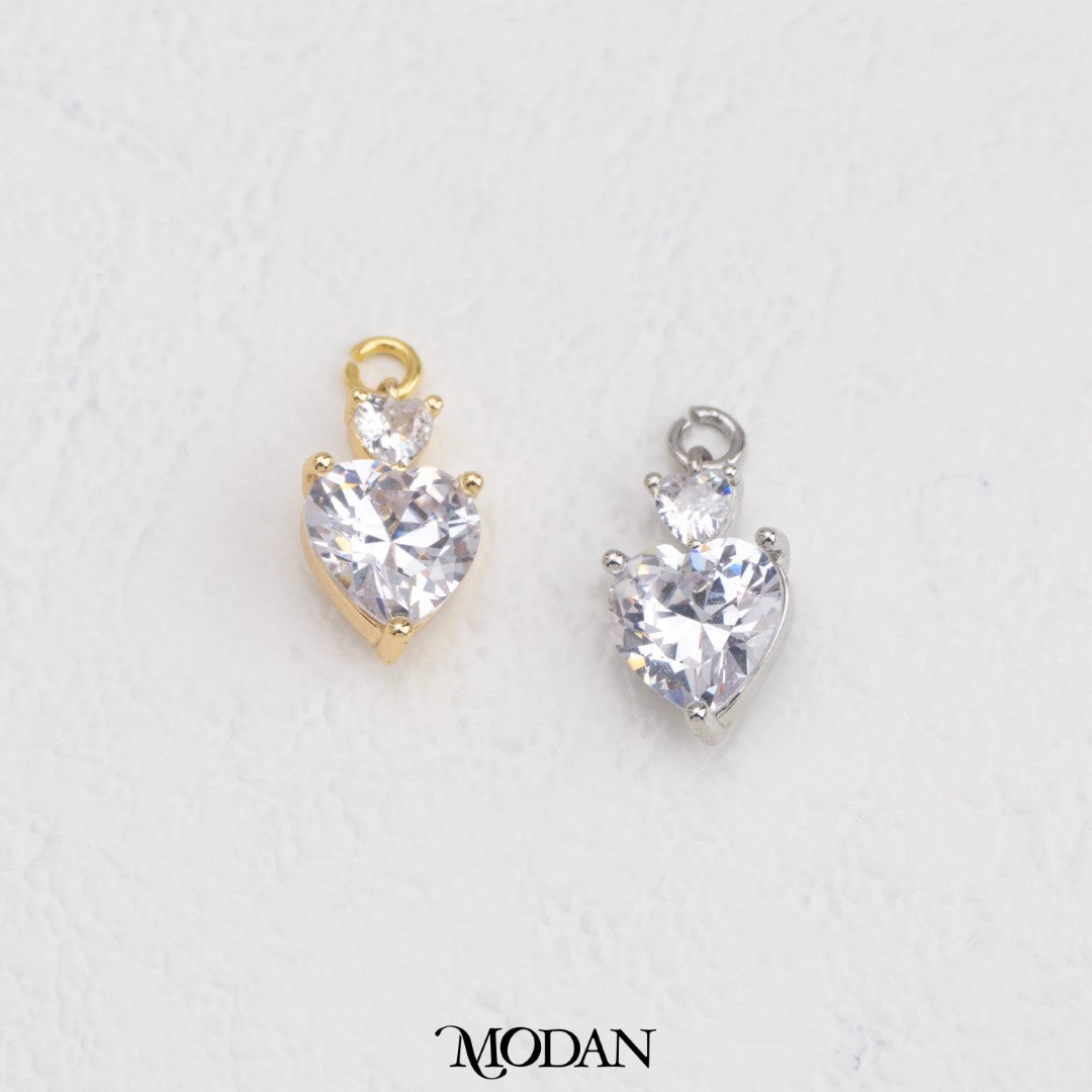 Sparkling Colorful Bridal Heart DIY Charm Liontin Hati Pesta Warna Warni Hypoallergenic Gold Filled