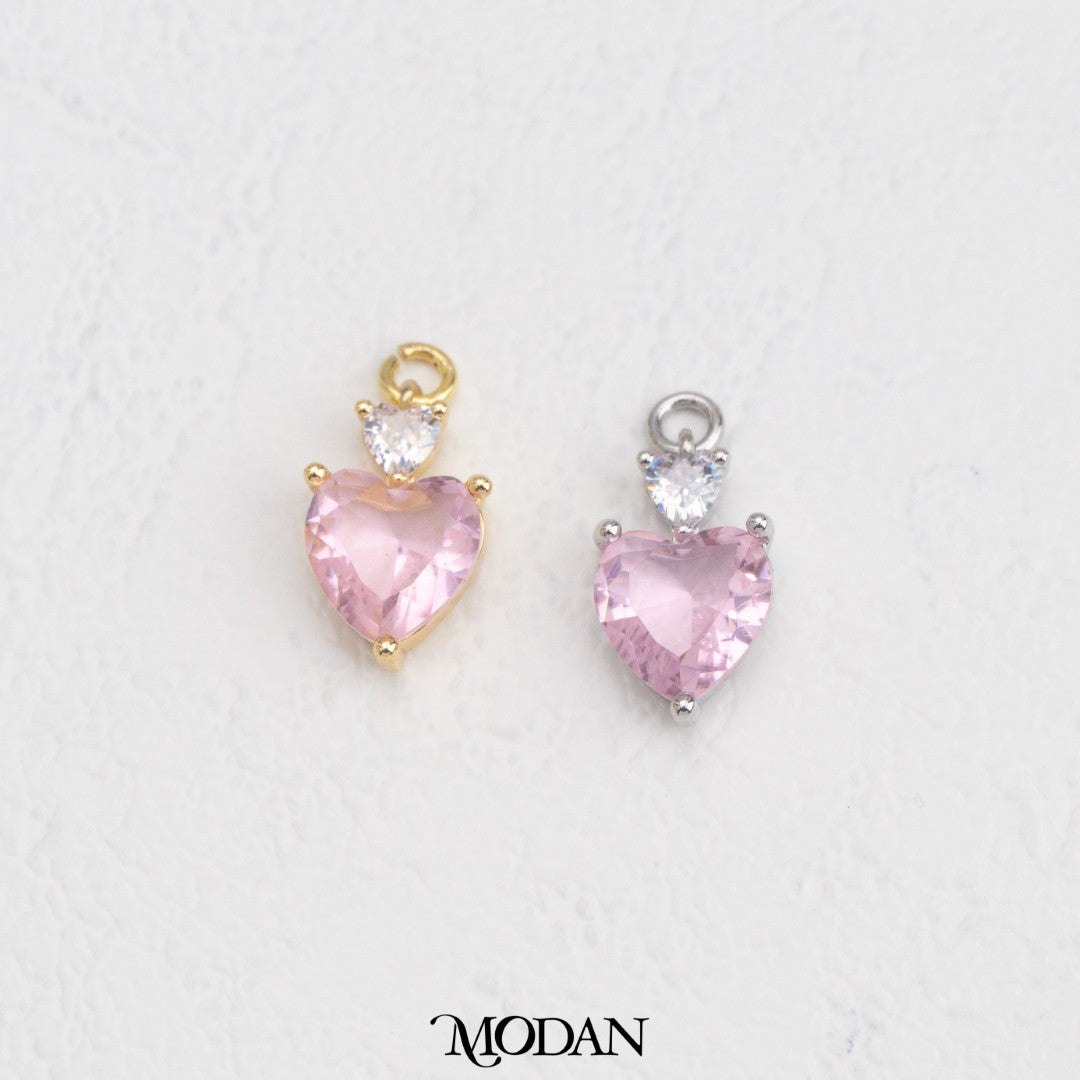 Sparkling Colorful Bridal Heart DIY Charm Liontin Hati Pesta Warna Warni Hypoallergenic Gold Filled